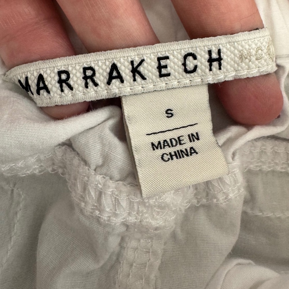 Marrakech Jogger Pants Womens Small White Cotton Blend Drawstring Casual Summer - Picture 3 of 7